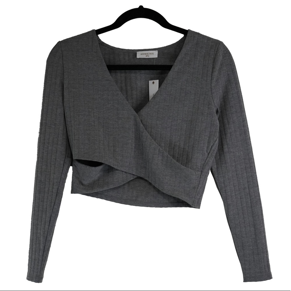 Sophie Rue Ribbed Surplice Neck Crop Top